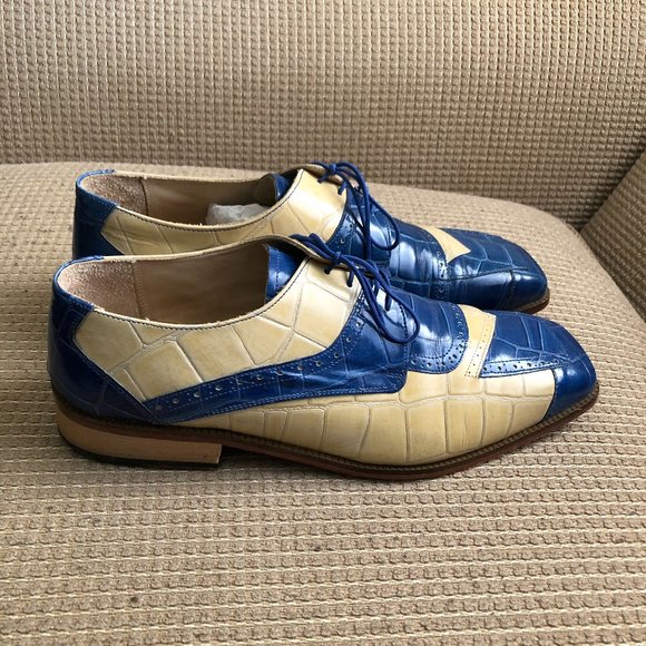 Fortune From Liberty Blue Croc Pattern Leather Oxfords main image 6